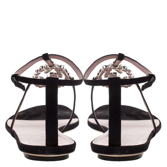Gucci Suede Crystal GG Thong Sandal - Picture 11 of 14